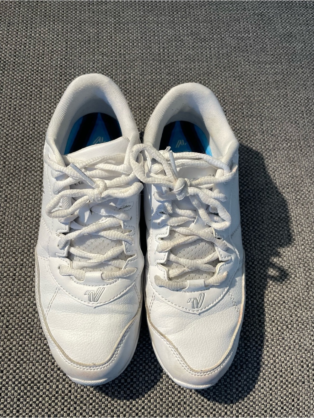 Varsity White Kids Sneakers with Blue Insole Accents
